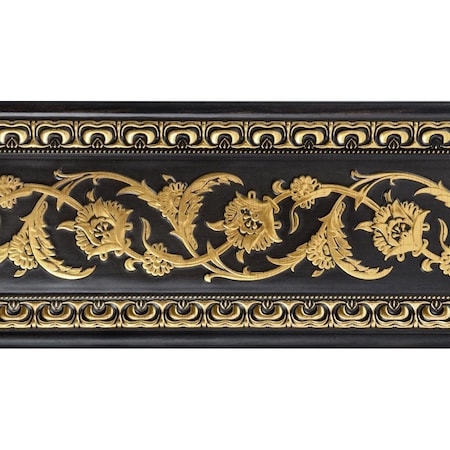 Standalone 94 in. Gold Floral on Wood Tone Chair Rail, Walnut & Gold ST2649021